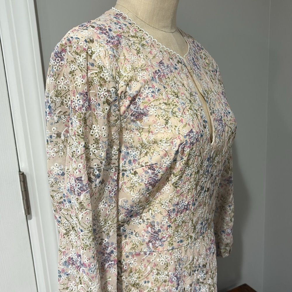 MIKAEL AGHAL Embroidered Asymmetric Midi Evening Dress Size 10 - Picture 5 of 15